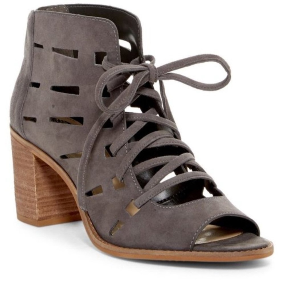 Vince Camuto | Tressa Perforated Lace-Up Heel Sandal | Taupe | Women's 8.5 - Picture 1 of 12